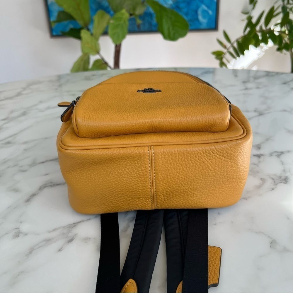 NWT COACH Mini Court Backpack Buttercup Yellow Pebble Leather - Picture 7 of 14